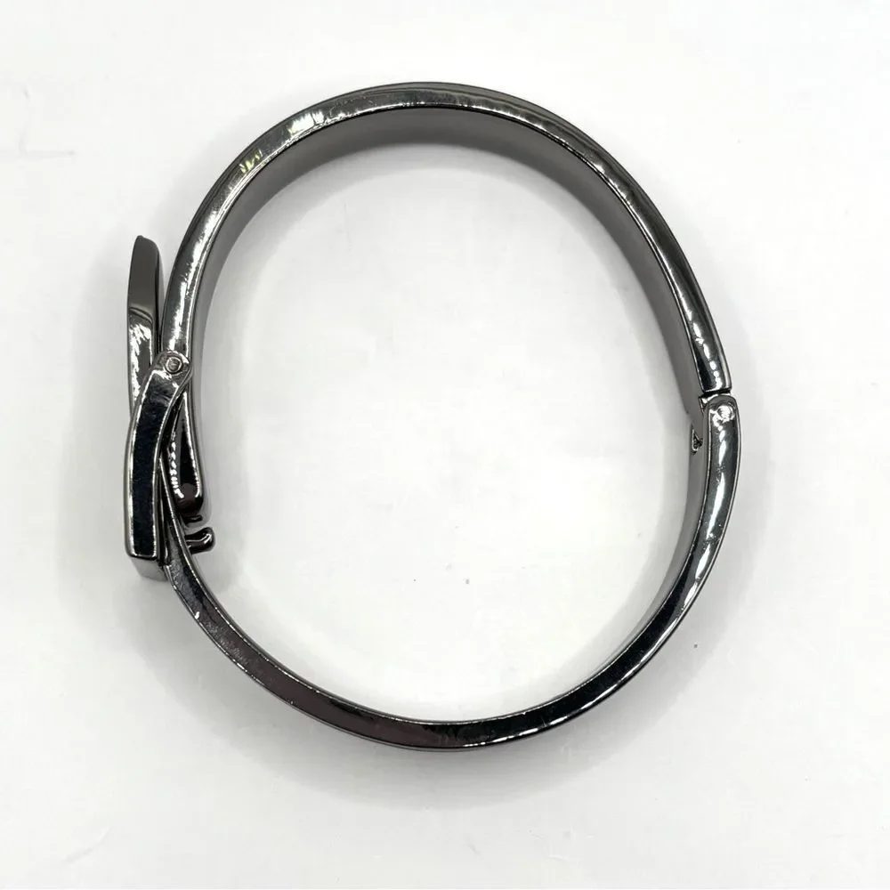 Gun Metal and Silver Sparkle Buckle Bangle Bracelet